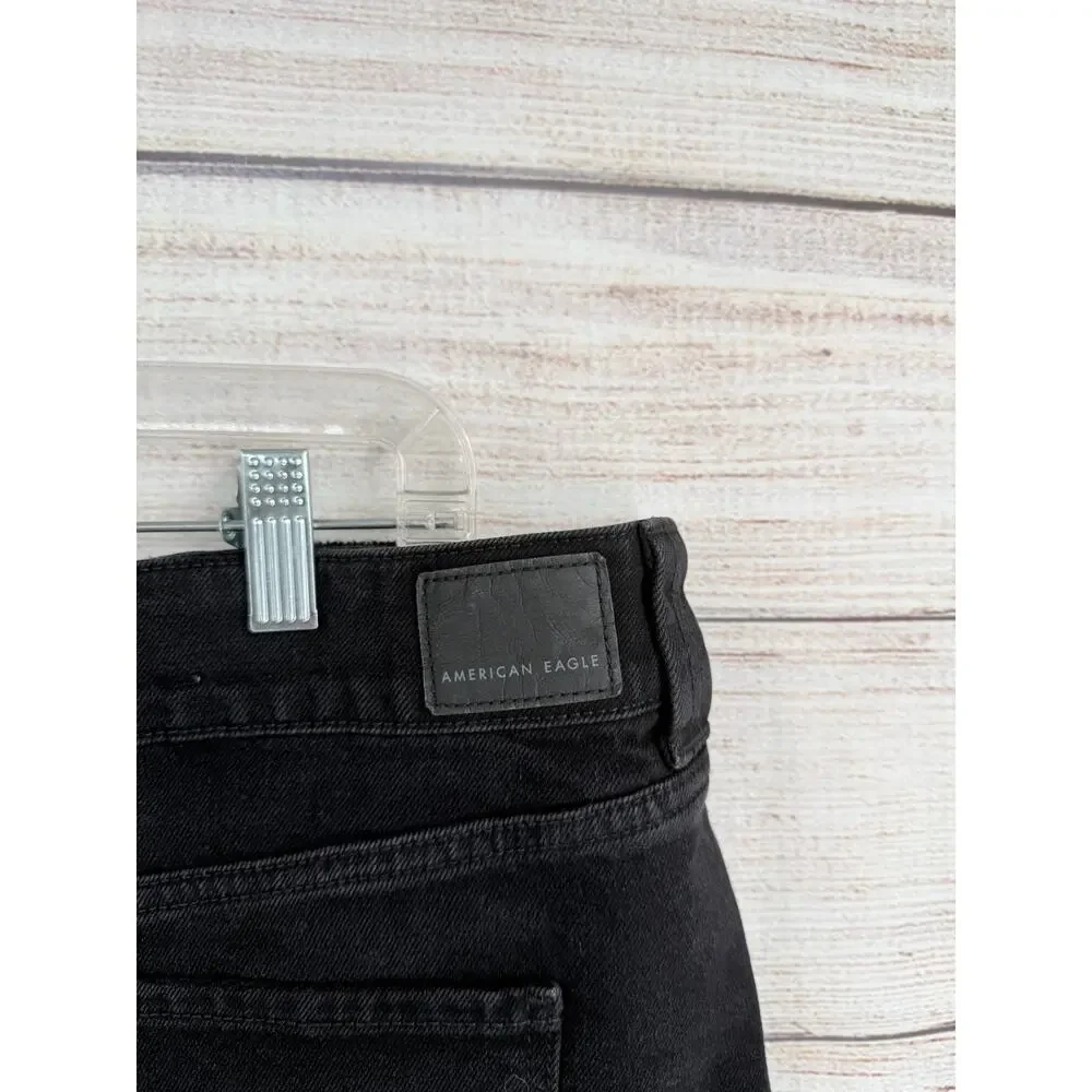 American‎ Eagle Low Rise Mini Skirt Womens 14/32W Black Cut Off NEW - Picture 3 of 9